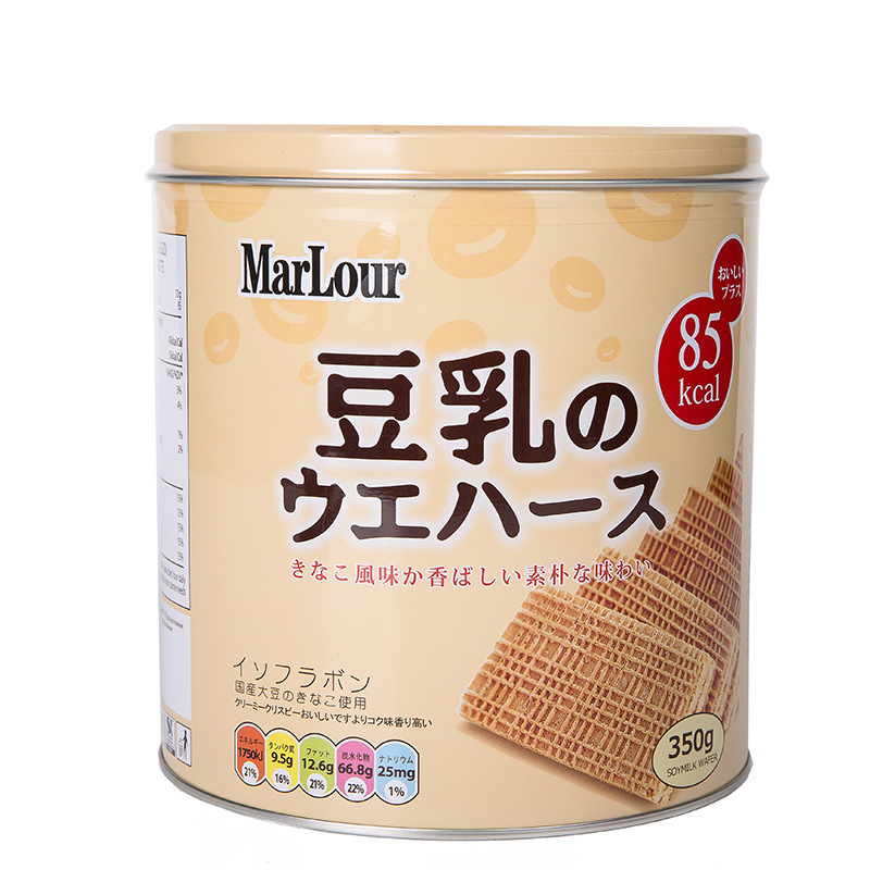 批发进口食品MarLour万宝路豆乳味威化饼干350g12罐/箱