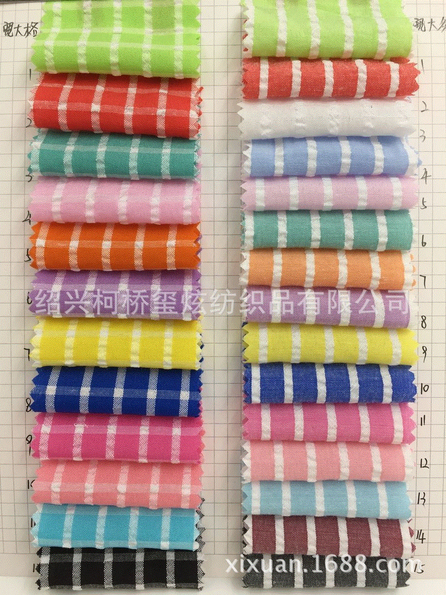 现货供应 泡泡格 泡泡条   女装童装连衣裙面料  涤棉色织布