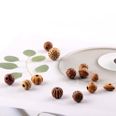 復古名族風帶孔圓珠子風個性仿真古玩配件立體圖耳環DIY製作材料