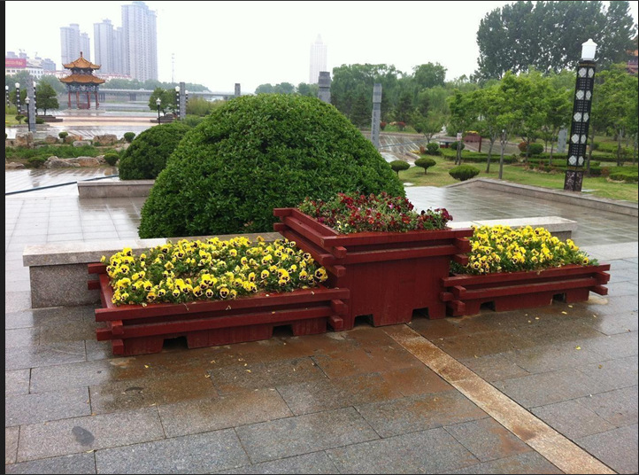 戶外防腐木花箱 城市道路立體種植花箱 實木組合景觀花箱綠化定制
