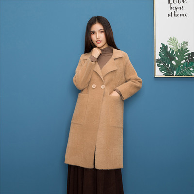 thickening Mink like Cashmere coat have more cash than can be accounted for Solid tailored collar Sweater 2018 Autumn and winter new pattern Women's wear Europe and America sweater