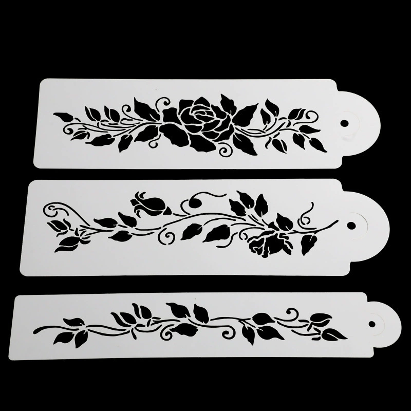 Комплект, декорации, шаблон, цветочный, 3 штуки, handmade, ручная роспись