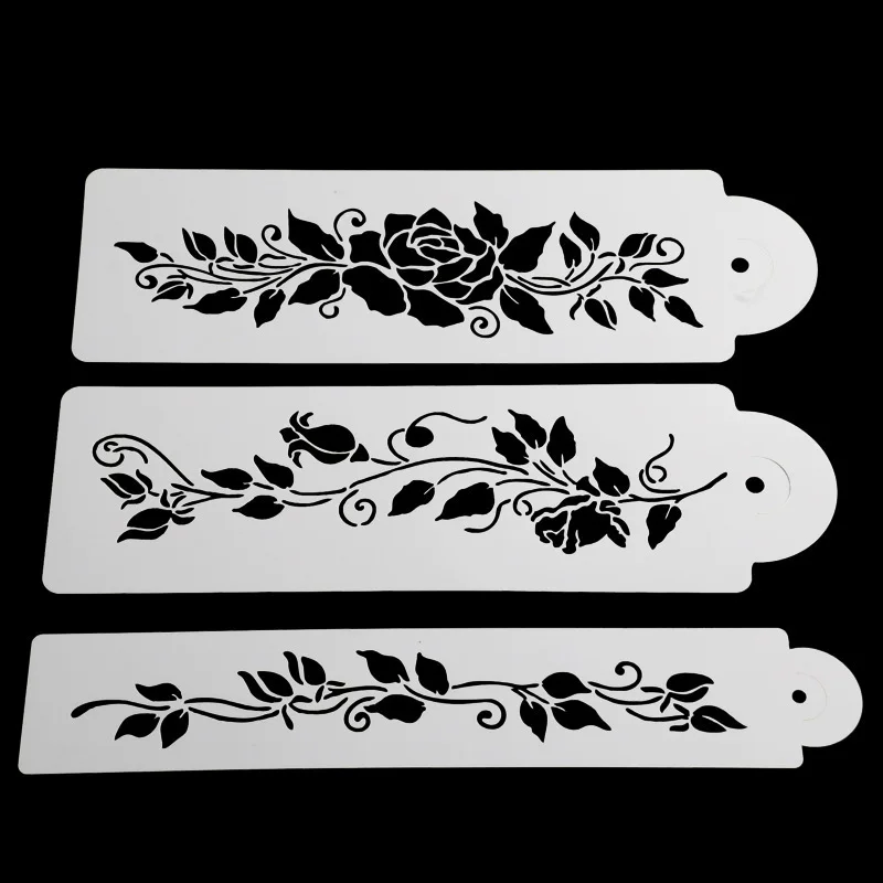 Комплект, декорации, шаблон, цветочный, 3 штуки, handmade, ручная роспись