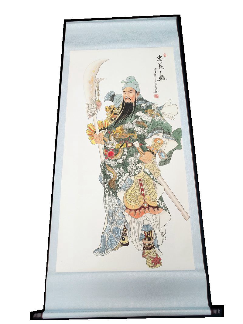 厂家批发全新宣纸古玩客厅装饰人物山水字画中堂画关公忠义干照图