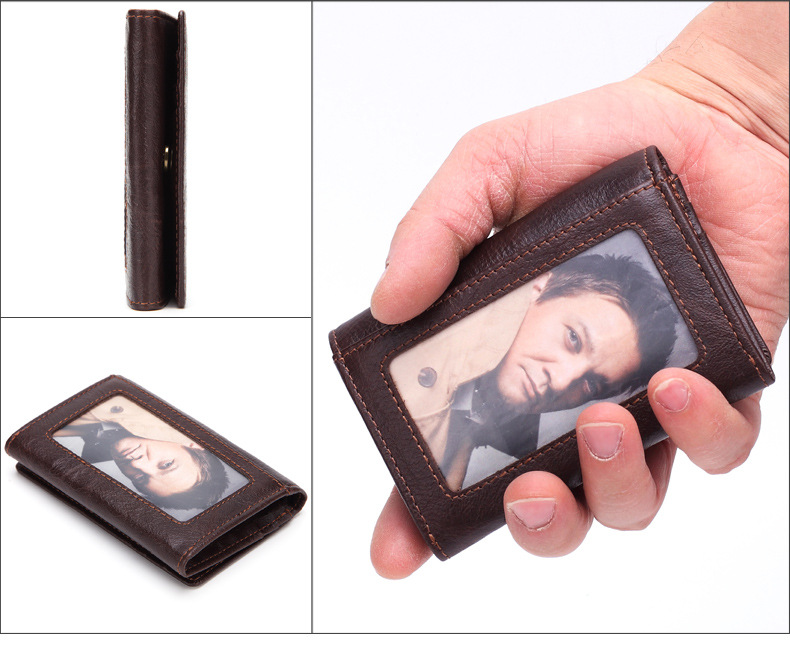 MISFITS Brand Mini Wallet Genuine Leather Small Wallet Casual Hasp Mens Cow Leather Short Handy Zipper Coin Wallet Unisex Purse