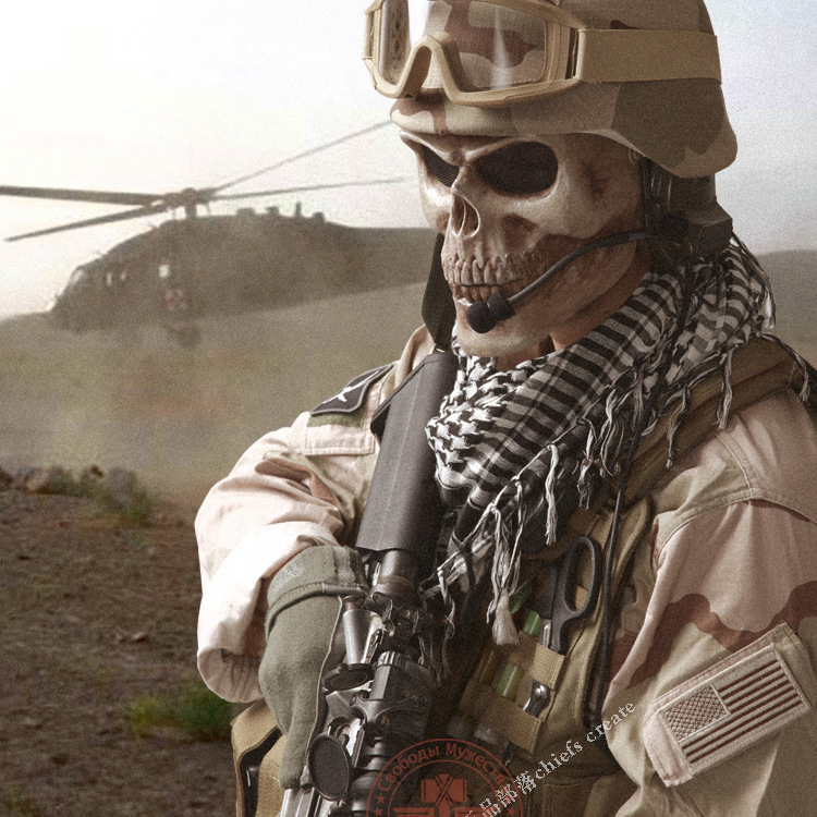 WARCHIEF/酋长M02万圣节骷髅面具 军迷彩弹枪真人CS装备防护面罩|ru