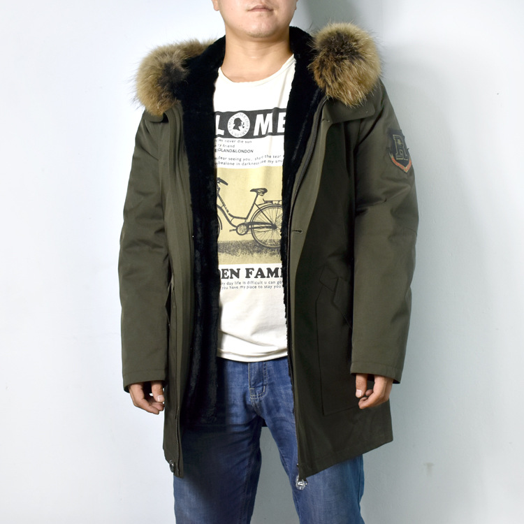 Winter clothes Faction overcome men's wear cotton-padded clothes Nick garment Rabbit's hair Internal bile Fur collar Mid length version Cotton Thick coat Parka