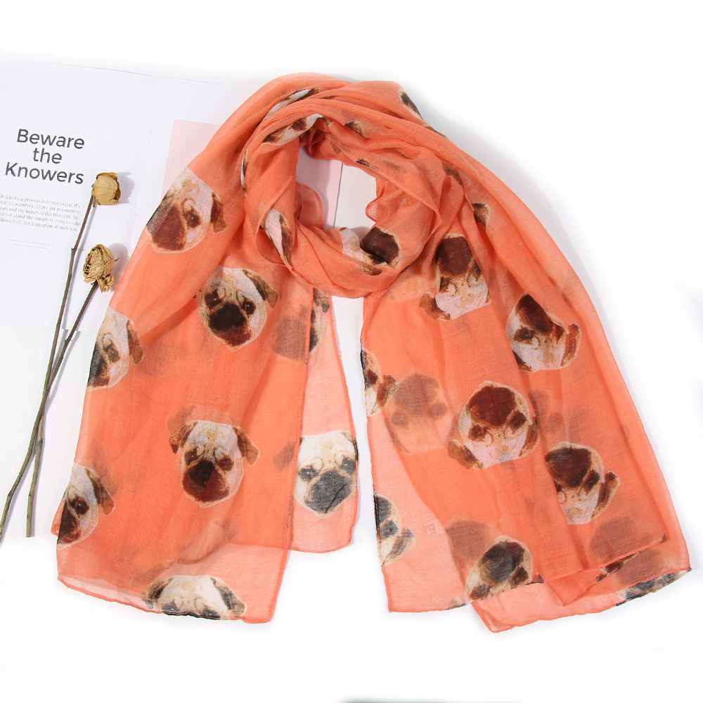 Women's Cute Simple Style Dog Polyester Printing Scarf display picture 8