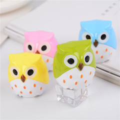 創意小學生貓頭鷹卷筆刀 卡通兒童文具轉筆刀塑料削筆器削鉛筆刀