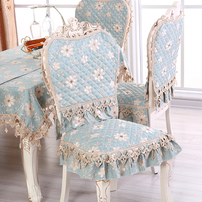 欧式亚麻梅花蓝椅垫 (4)