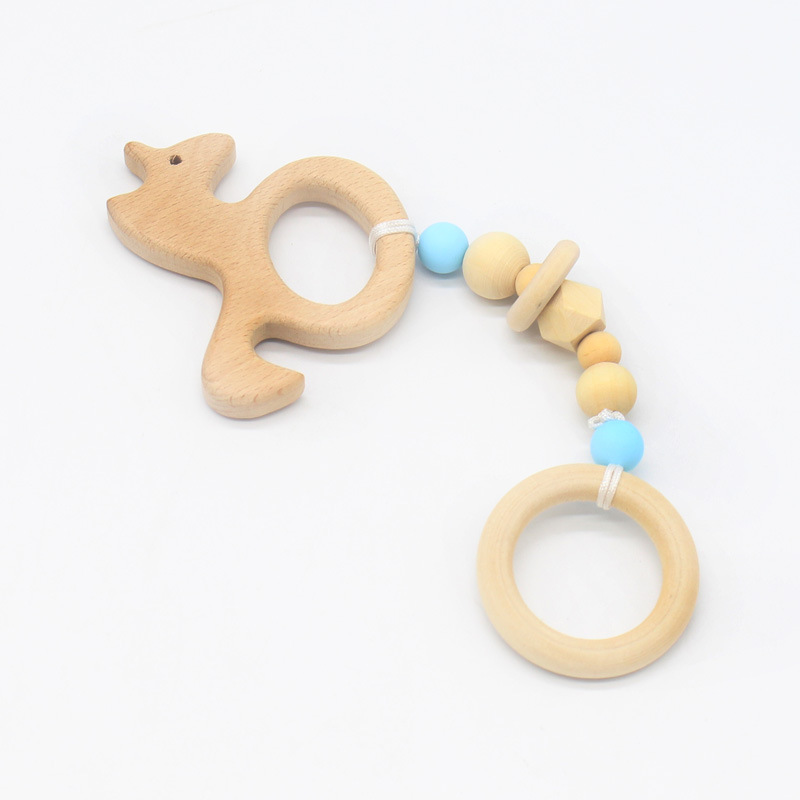 Suministros de bebé juguete de haya mordedor bebé Seguridad Protección del Medio Ambiente anillo de cuentas de silicona dientes molienda palo nuevo estilo