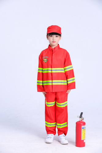 Firefighter costumes children's professional experience fire performance costumes Halloween role-playing little firefighter costumes