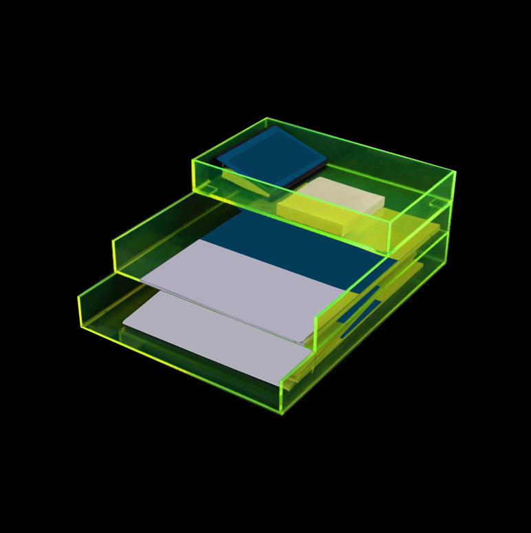 多彩亚克力办公桌面文件收纳架 有机玻璃多层资料展示架