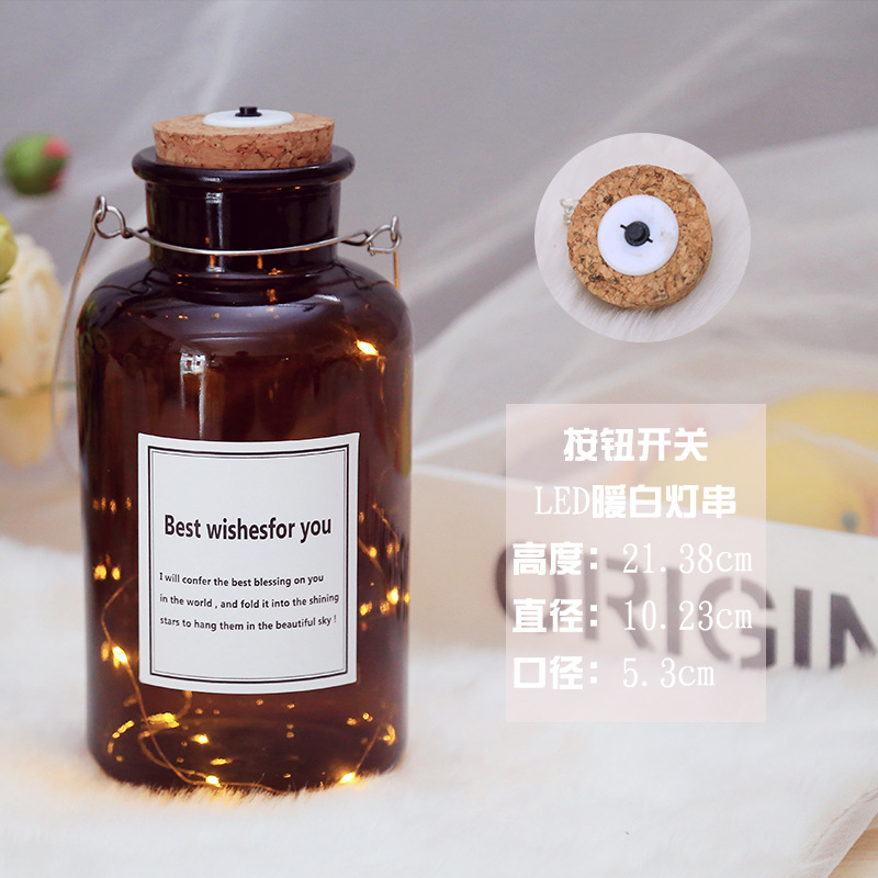 Botella de deseos luminosa botella de vidrio creativa qixi amante graduación regalo Navidad LED deriva botella estrella