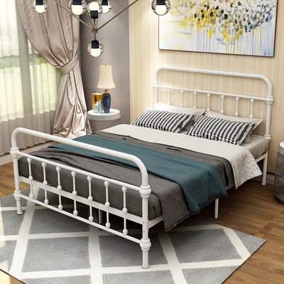 简约北欧式ins风民宿公寓铁艺床员工单人双人宿舍铁床1.2米 1.5米|ms