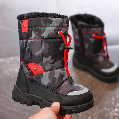 children Snow boots men and women keep warm Cotton-padded shoes camouflage In cylinder waterproof Foreign trade Children boots On behalf of oYejX3byQu