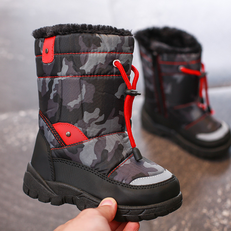 children Snow boots men and women keep warm Cotton-padded shoes camouflage In cylinder waterproof Foreign trade Children boots On behalf of oYejX3byQu