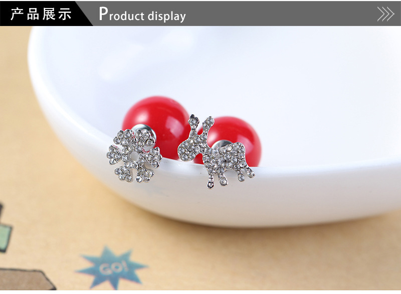 Fashion Snowflake Deer Alloy Inlay Rhinestones Women's Ear Studs 1 Pair display picture 5