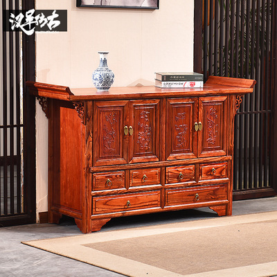 solid wood Chinese antique furniture Elm Alice head Double door Entrance cabinet Bucket cabinet Sideboard Retro Lockers