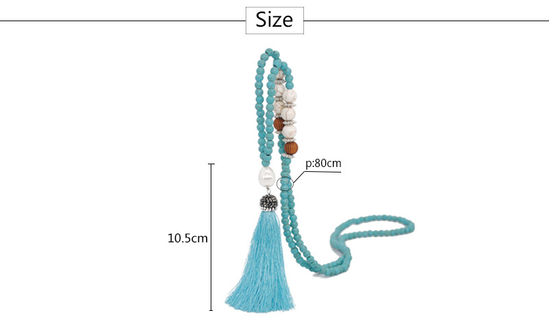 Daily Occasion Beaded, turquoise, rope Material Ethnic Style Tassel Beaded Turquoise Rope Rhinestone Women's Long Necklace