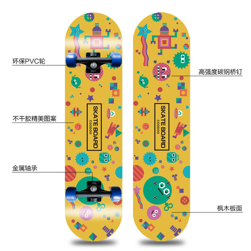 Children's four-wheel skateboard 3108 youth junior cartoon double rocker 3108 scooter 80cm manufacturer wholesale