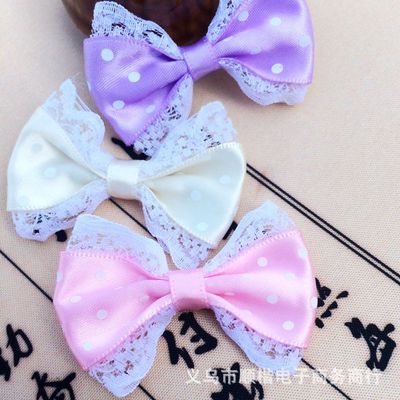 5cmdiy Hairdressing Clamp Shoeshine clothing Hat decorate Indian Point Lace bow silk ribbon Flower wholesale