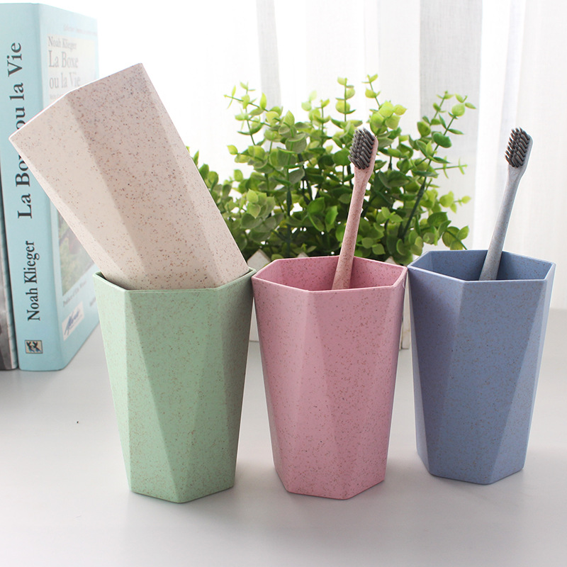 T Wheat straw cup thickening lovers Wash cup Plastic Diamond Cups Toothbrush cup Drink plenty of water glass wholesale