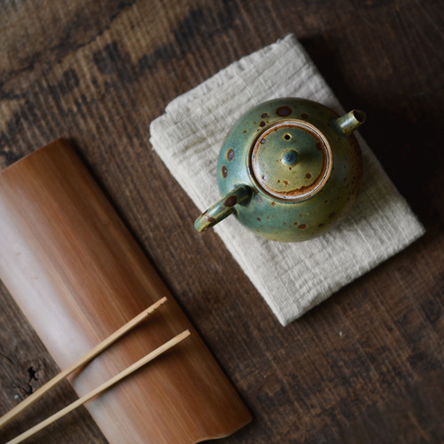 Jingdezhen Ceramic Teapot Purely Handmade Shino Kiln Transformed into a Ball Hole Filter Ceramic Tea Set Iron Tire Stoneware Pot