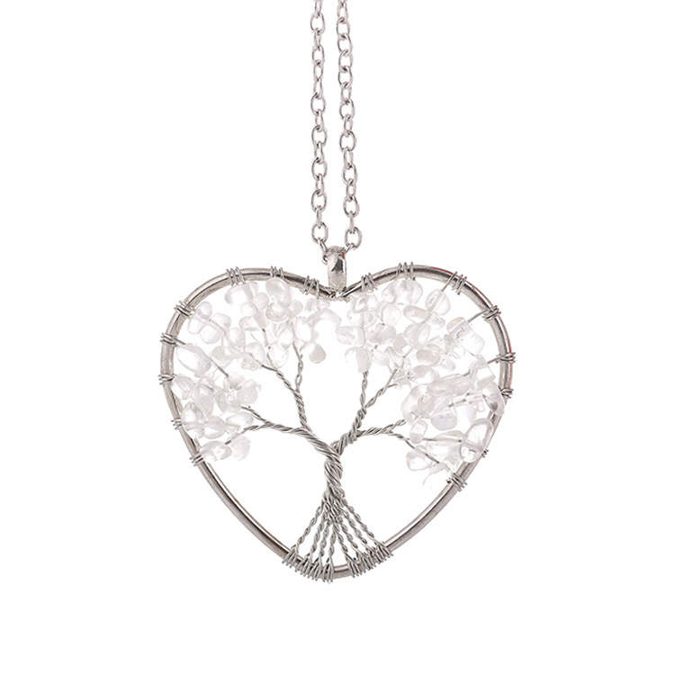 Retro Heart Shape Alloy Plating Natural Stone Pendant Necklace 1 Piece