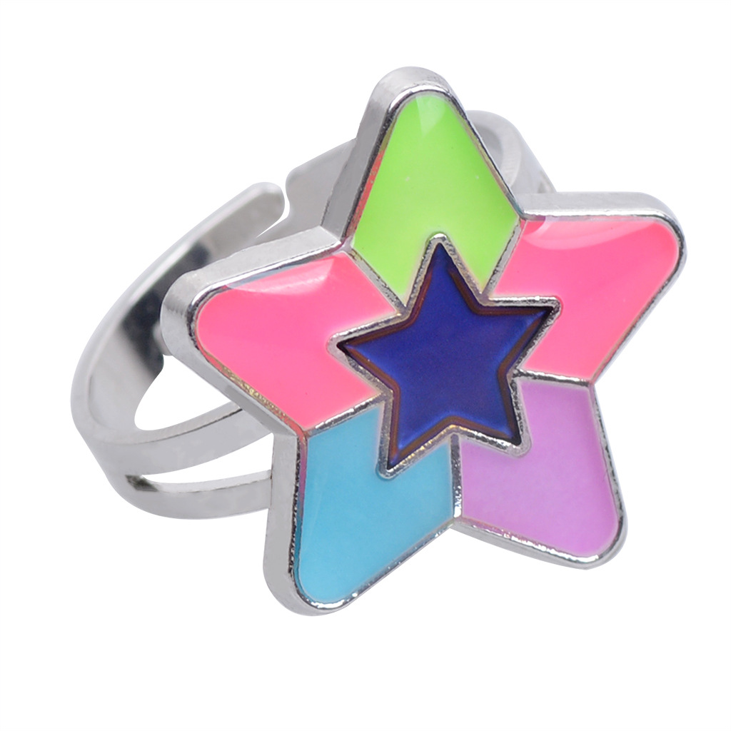 50g Weight Artificial Gemstones Inlay Material Birthday Occasion Alloy Material Heart Pattern Women'S Gender Plating Design Fashion Style Simple Peach Heart Love Butterfly Moon Color Changing Ring 17