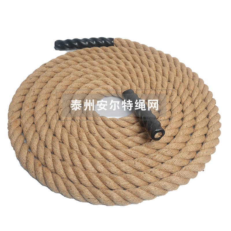 训练绳 编织体能训练绳 3股涤纶黑绳 攀爬绳 健身麻绳