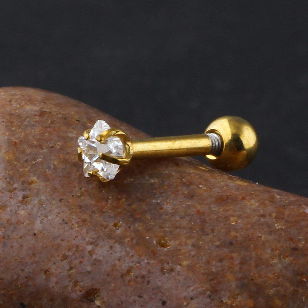 Rose Gold Round Zircon Stud Earrings for Women Men Fashion Geometric Ear Jewelry detail image 11