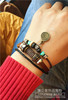 Retro ethnic leather bracelet for beloved, ethnic style, genuine leather