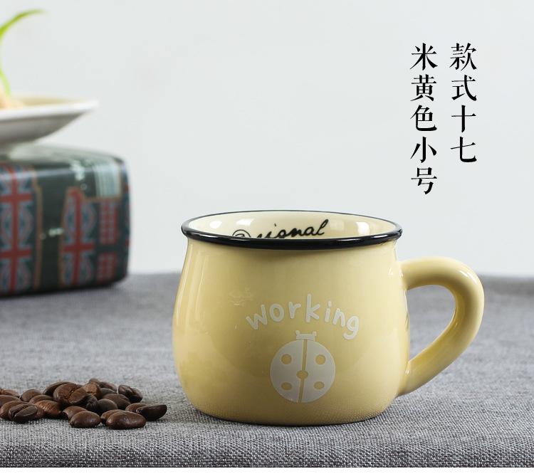日式创意陶瓷杯礼品大肚杯 早餐杯色釉马克杯logo详情23