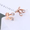 Earrings stainless steel, golden jewelry, accessory, Korean style, pink gold