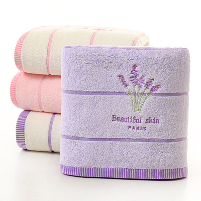 纯棉浴巾450g厂家直销香草玫瑰浴巾紧密毛圈浴巾绣花工艺浴巾