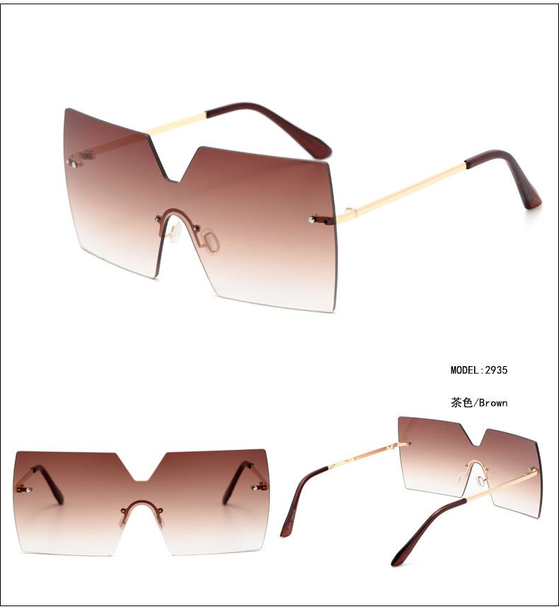 New Korean Fashion Style Rimless Big Frame One-piece Sunglasses display picture 5