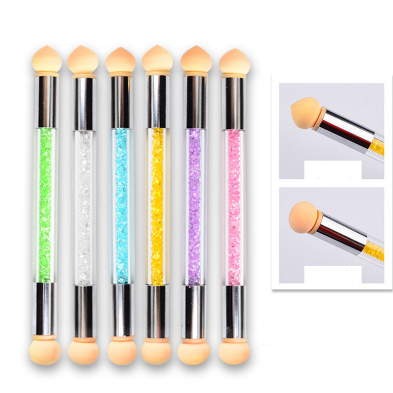 跨境美甲工具渐变笔晕染笔 点彩笔光疗点彩胶海绵笔双头可洗可换