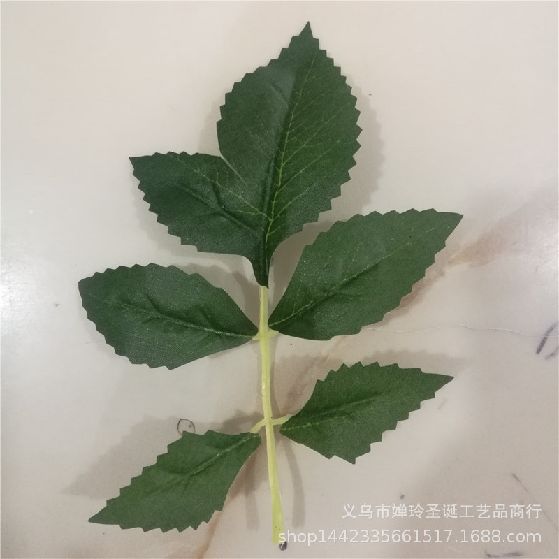 仿真植物仿真花叶配件 五叉丝印菊花叶 仿真菊花叶片布叶子批发