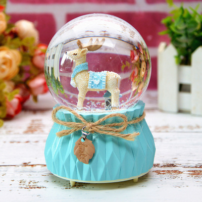 Nordic Elk originality gift student Home Furnishing crystal ball Music box flash light bedroom Decoration technology The music box