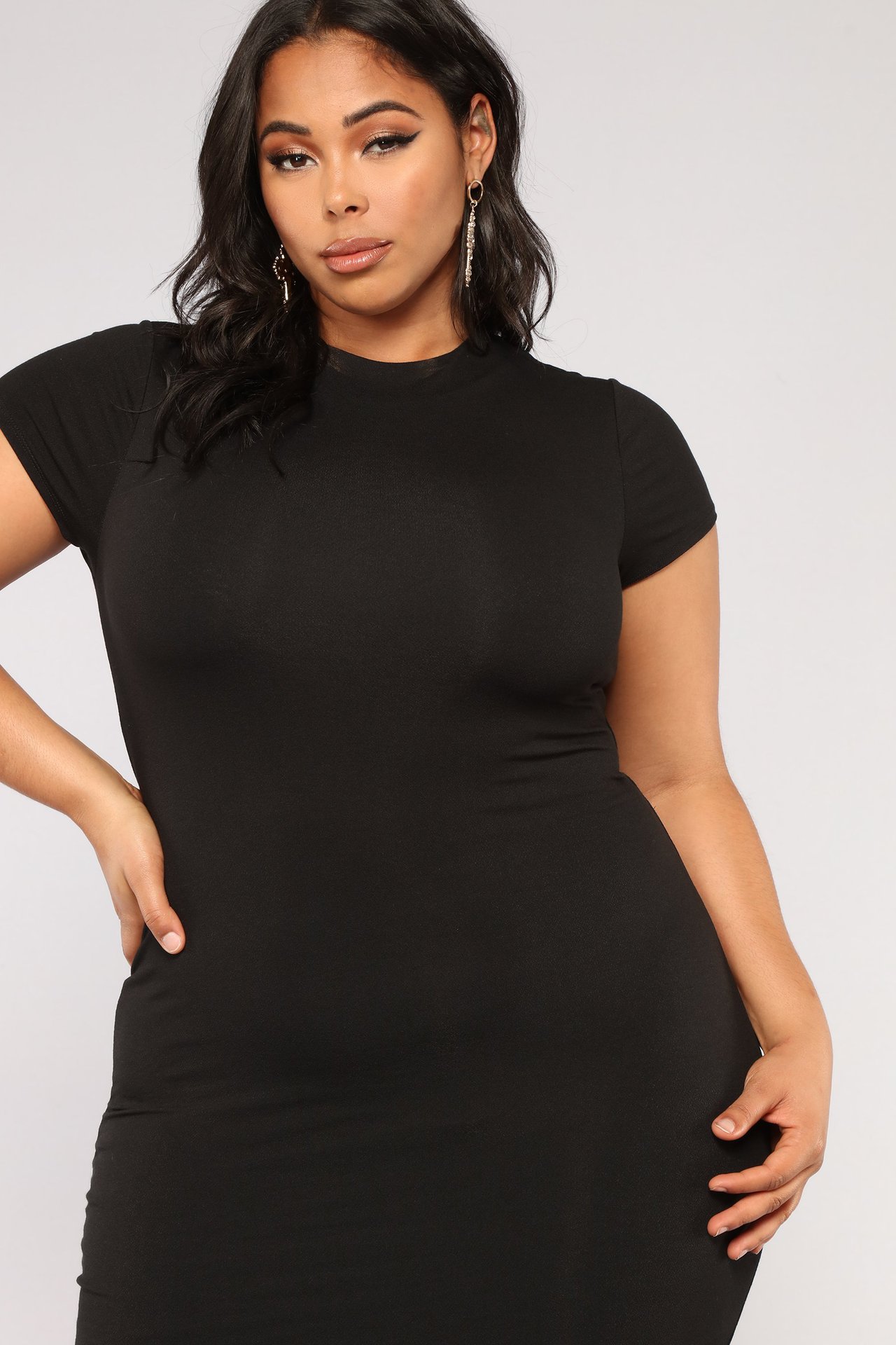 Combinaison-robe moulante à manches courtes GraceChic N339, grande taille, manches courtes, tailles S à XXXL._voghion.com