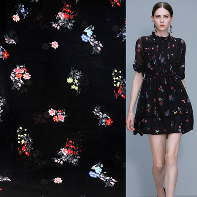 new pattern Broken flowers Chiffon Fabric printing clothing Spring and summer Thin section jacket cloth goods in stock