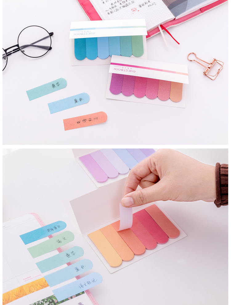 Korean Stationery Creative Six Color Gradient Sticky Notes Office Learning Memo Note N Times Sticker Notepad display picture 1