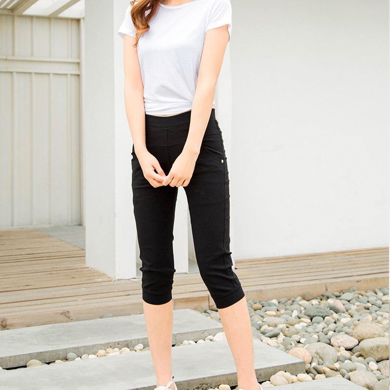 Manufacturer Direct Sale Ice Silk Cotton Fashion Stretch Pants Seven-Eighths Pants Middle-Aged Elderly Women Pants Meiniya Adimadife
