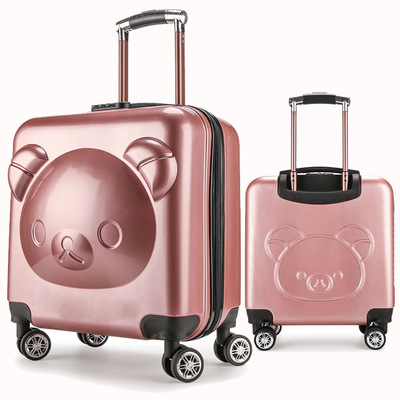 白沟厂家万向轮18寸可爱小熊登机箱儿童abs卡通拉杆行李箱批发|ru