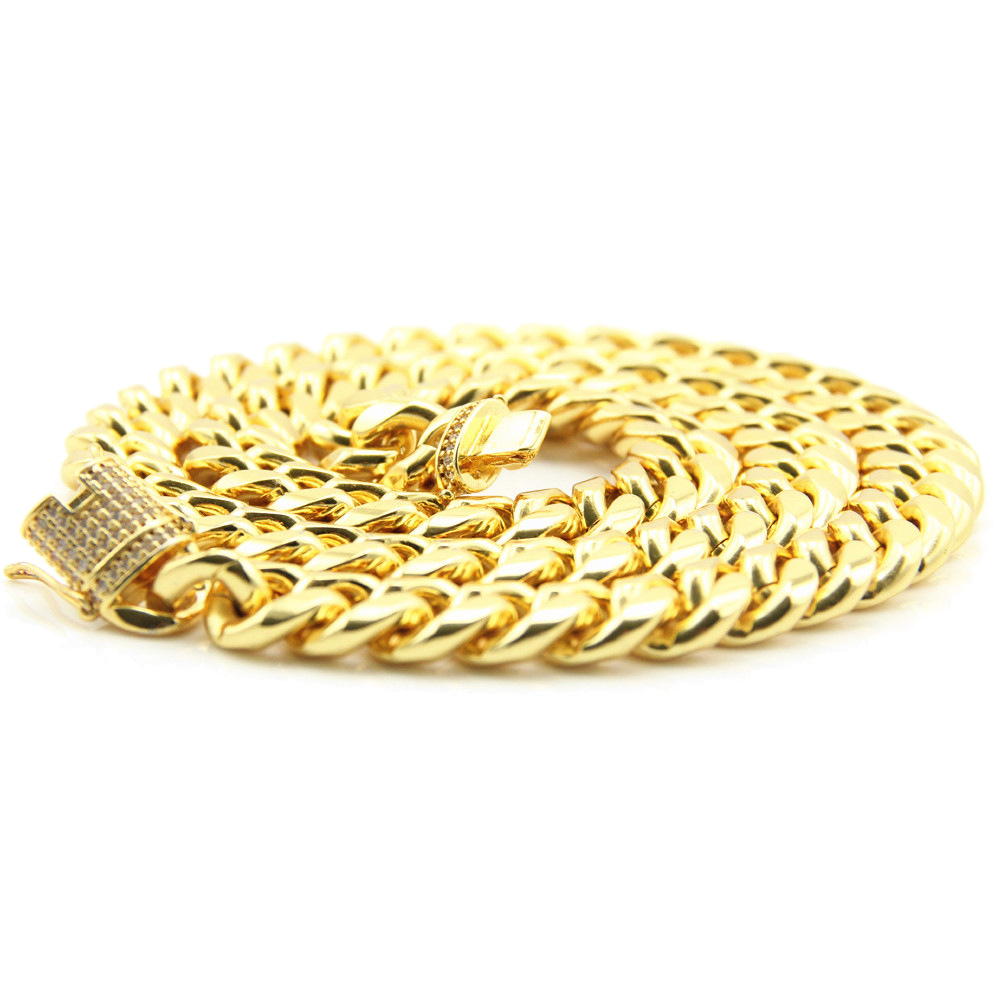 Europe And America Large Gold Chain Grinding Cuban Chain Leading Buckle Hip-hop Necklace display picture 3