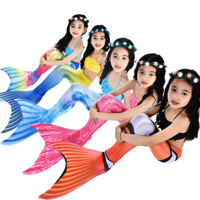 girl mermaid Swimsuit children Bikini Three-piece Suite girl Split swimsuit Swimwear Amazon Best Sellers