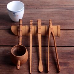 碳化竹節茶則茶濾茶夾茶針茶撥五件套 四件套茶道零配六君子