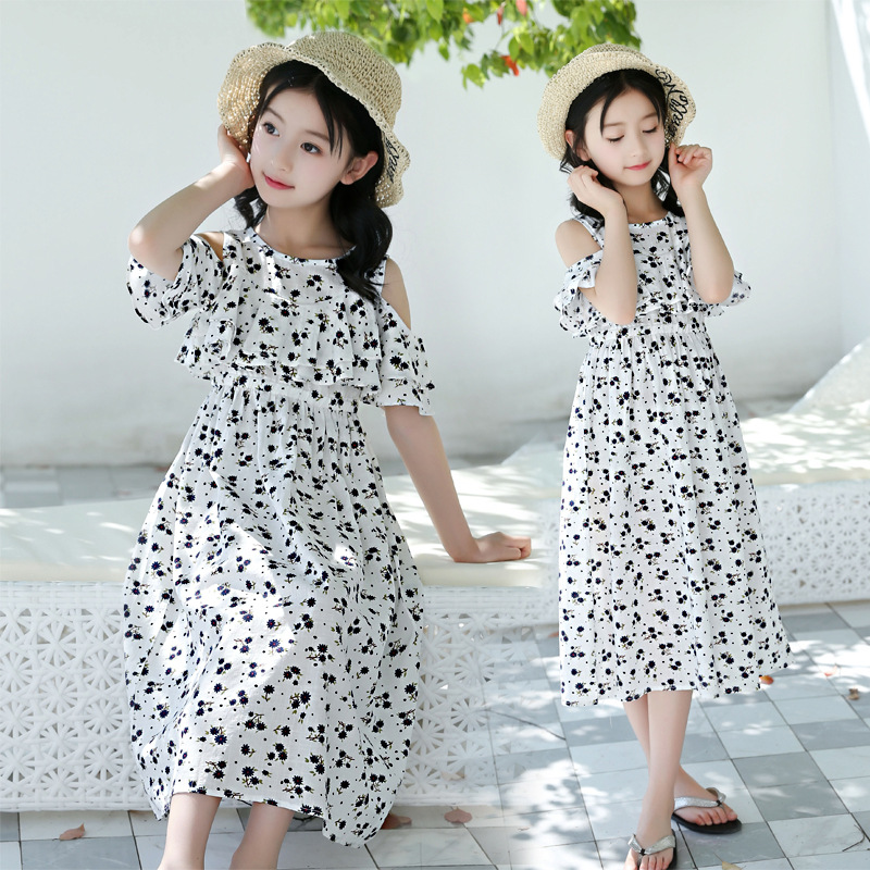 女童棉布裙2025新款小童中大童洋气碎花裙时尚连衣裙长裙棉质裙