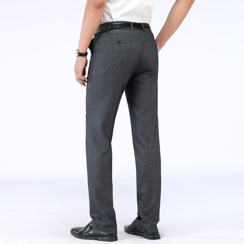 爸爸装男裤高腰深档宽松中老年西裤男夏季薄款弹力休闲裤简约长裤|ms